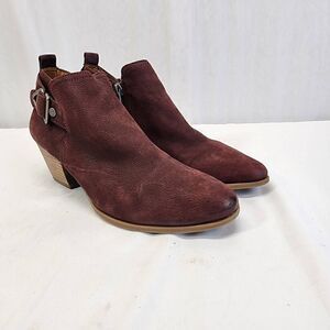Franco Sarto Boots Garfield Ankle Booties Red Burgundy Block Heels Size 7.5
